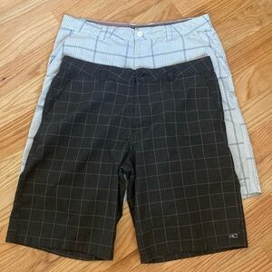 O’Neill Men’s Flat Front Shorts 2 pairs plaid Golf Skater Surfer Beach Sz 36